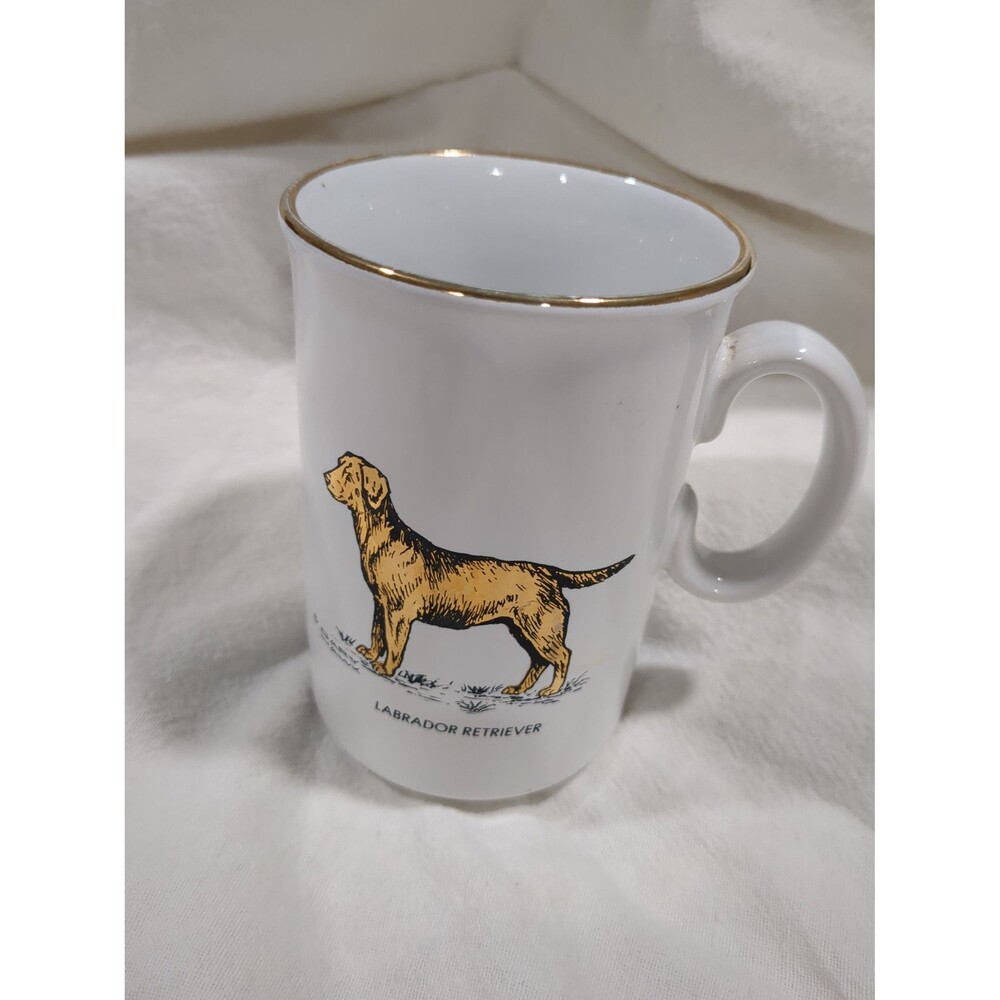 Labrador Retreiver mug by Gary hawk made in England gold embossed